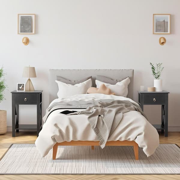 Karl home Black 1 Drawer 15. 75 in. Wide Nightstand