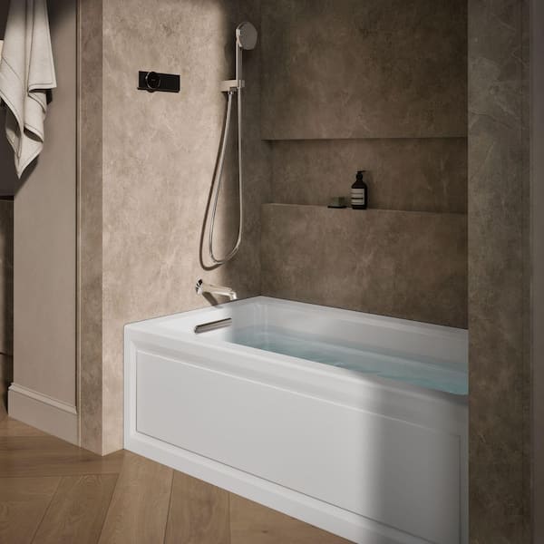 Archer 5 ft. Left-Drain Rectangular Alcove Whirlpool Bathtub in White
