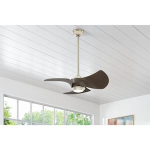 Miraval 39 in. LED Polished Nickel Ceiling Fan with Light