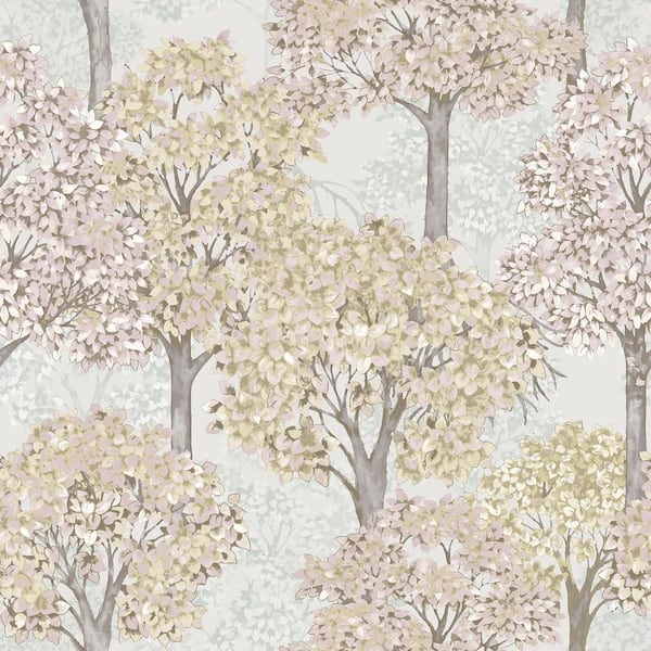 Unbranded Little Explorers 2 Pink Cottage Tree Matte Finish Non-Pasted Non-Woven Wallpaper Roll
