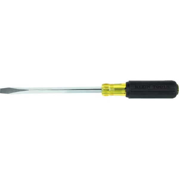Klein Tools 3/8 in. Keystone-Tip Flat Head Screwdriver with 8 in. Square Shank- Cushion Grip Handle
