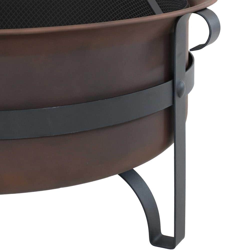 Bronze Cauldron 29-Inch Wood-Burning Fire Pit with Spark Screen