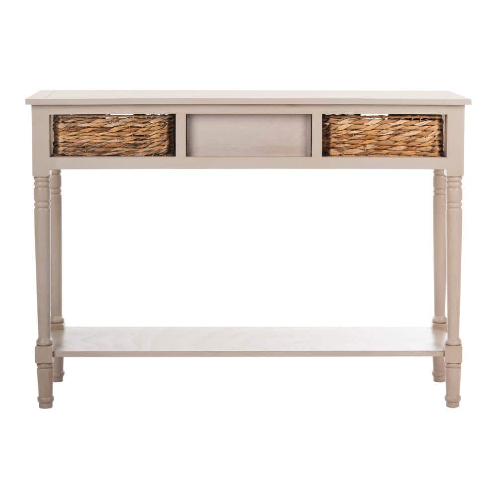 Christa Vintage Grey Wood Console Table with Storage