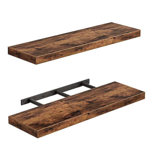 22 in. W x 6.7 in. D Rustic Brown Floating Shelves for Wall Set of 2, Rustic Wood Decorative Wall Shelf