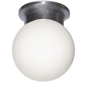 Dash 6 in. 1-Light Brushed Nickel Flush Mount Ceiling Light Fixture with Opal Glass