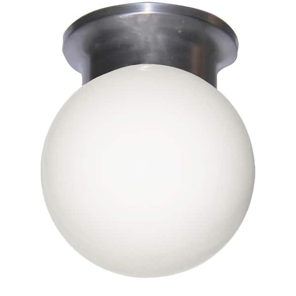 Bel Air Lighting Dash 6 in. 1-Light Brushed Nickel Flush Mount Ceiling Light Fixture with Opal Glass