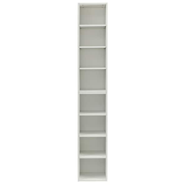 Tileon 8 Tier Pantry Organizer with Adjustable Shelves Media Tower Rack Slim Storage Cabinet Tall Narrow Bookcase White YQHDRA317