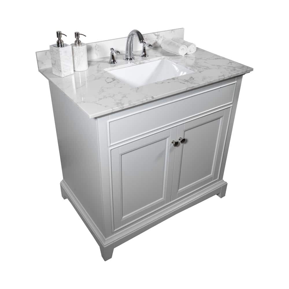 Aoibox 31 in white bathroom vanity top stone carrara with rectangle ...