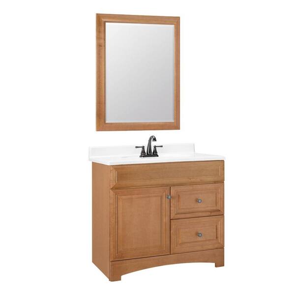 American Classics Cambria 36 in. W x 21 in. D Vanity Cabinet with Mirror in Harvest