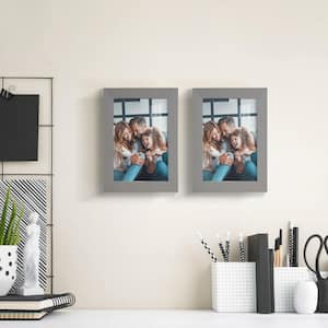 Grooved 5 in. x 7 in. Grey Picture Frame (Set of 2)