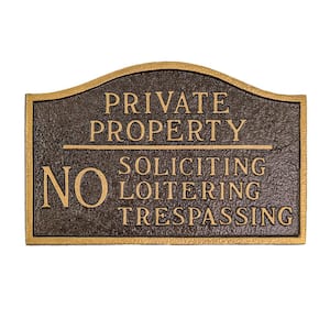 Private Property, No Soliciting, No Loitering Small Statement Plaque - Hammered Bronze