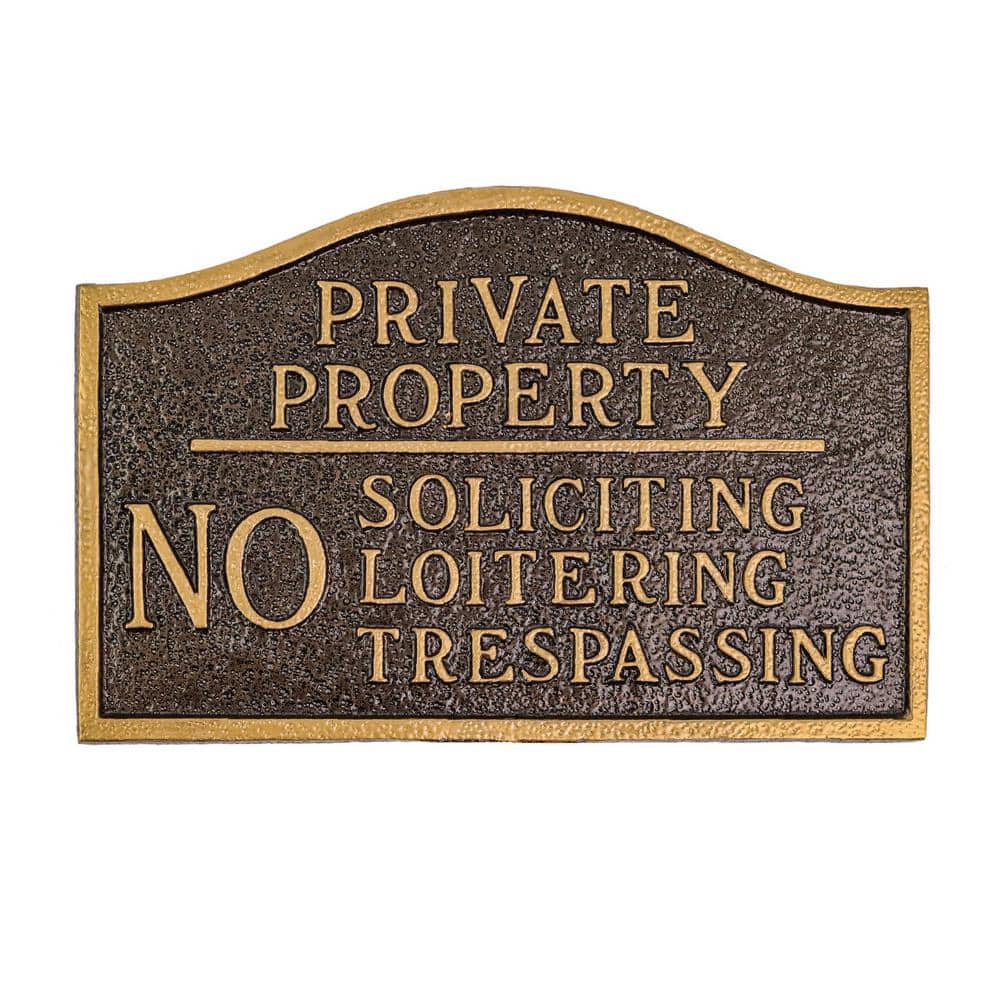 Private Property, No Soliciting, No Loitering Small Statement Plaque - Hammered Bronze price history on PriceWatchPro