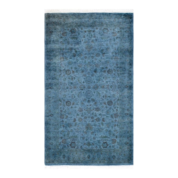 Chloe & Olivia Home Overdyed Blue 3 ft. 1 in. x 5 ft. 3 in. Wool Indoor Area Rug