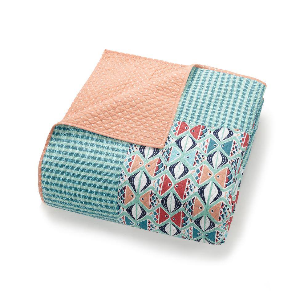 Colorful Cotton Nautical Fish Pattern Standard Sham