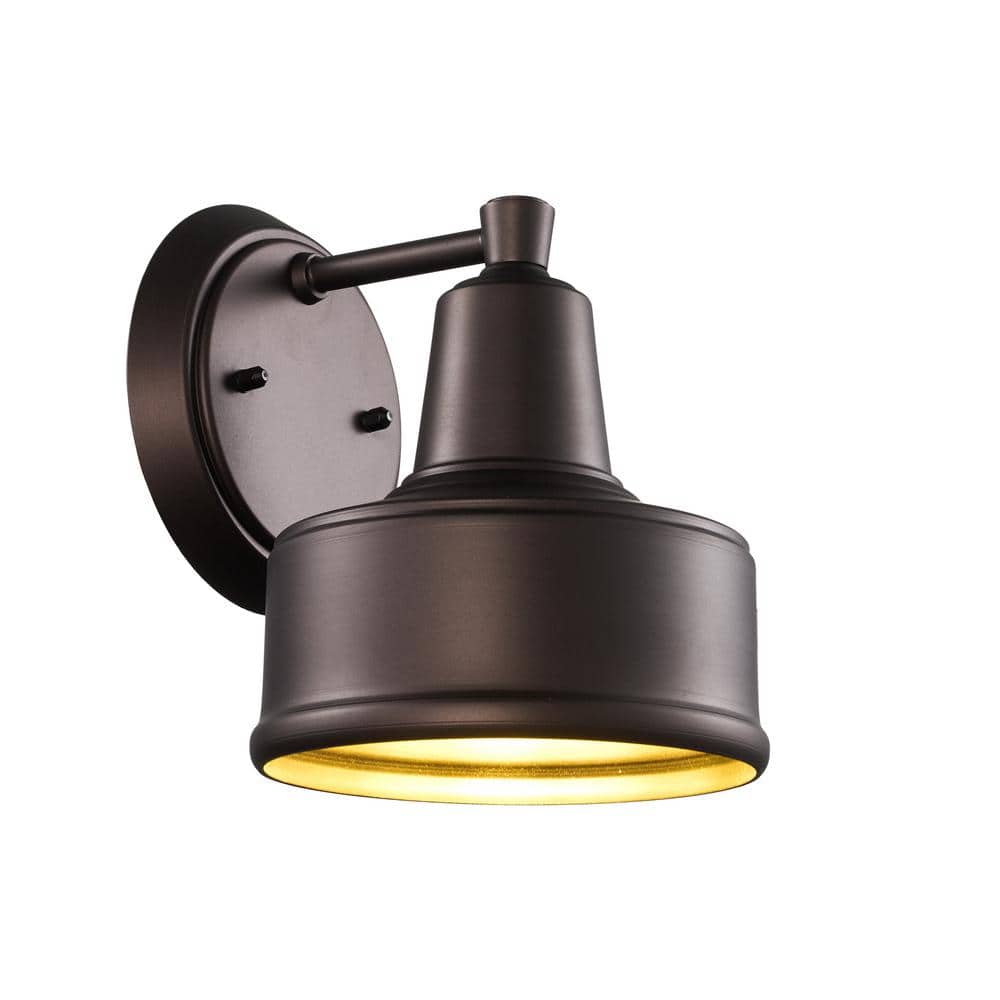 Bel Air Lighting Channing 1-Light Small Bronze Barn Farmhouse Outdoor Wall Light Fixture with Metal Shade