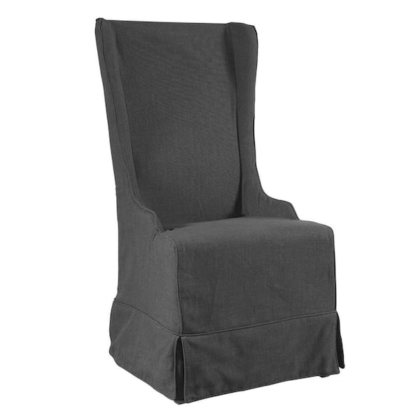 Padma's Plantation Atlantic Beach Charcoal Linen Wing Dining Chair