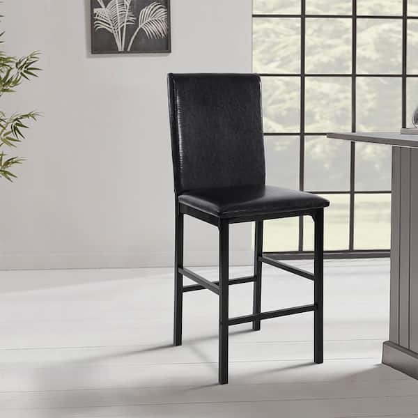 Jemez 25 in. Black Metal Counter Height Chair with Faux Leather Seat (Set of 4)