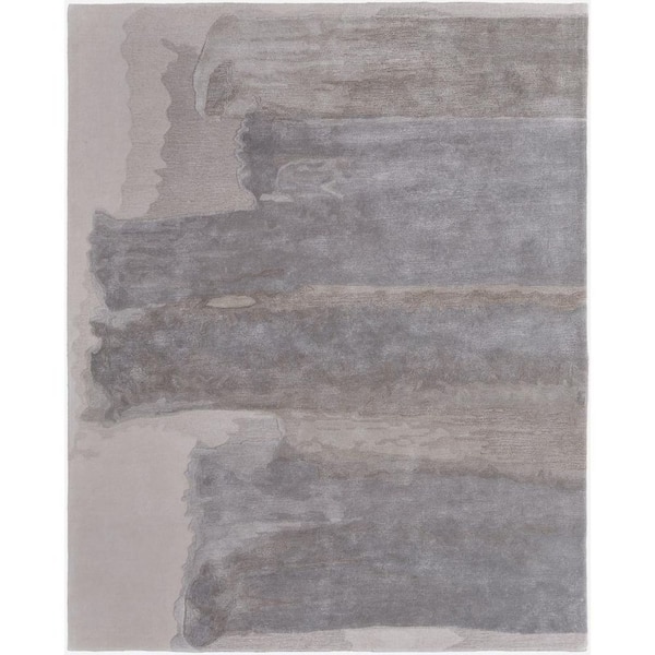 HomeRoots 2 ft. x 3 ft. Gray, Ivory Abstract Area Rug