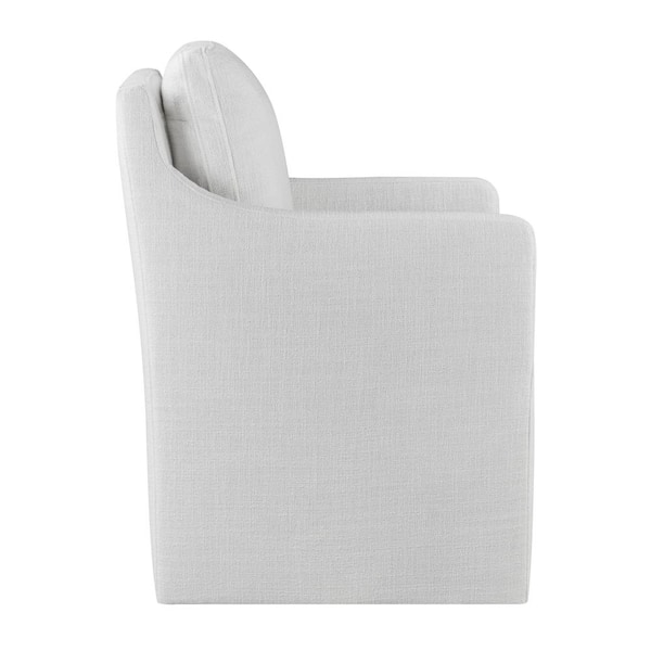 Set Of 2 Upholstered Rolling Dining Chairs With Casters - Modern Armless, Removable Wheels, Linen Fabric