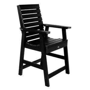 Weatherly Black 3-Piece Recycled Plastic Round Outdoor Balcony Height Dining Set
