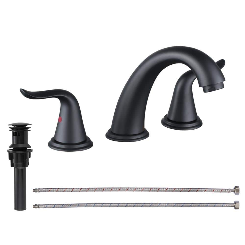 8 in. Widespread Bathroom Faucet with Pop Up Drain, 3 Hole Bathroom Sink Lavatory Faucet in Black price history on PriceWatchPro