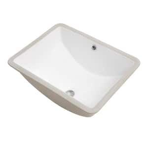 18.5 in. Ceramic Rectangular Undermount Bathroom Sink in White With Overflow