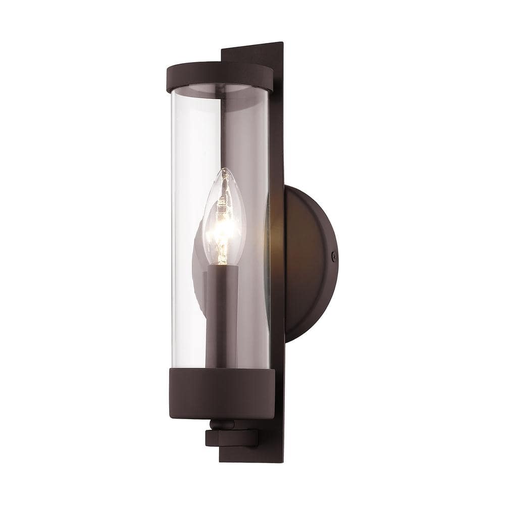 Castleton Modern Bronze Wall Sconce with Clear Glass