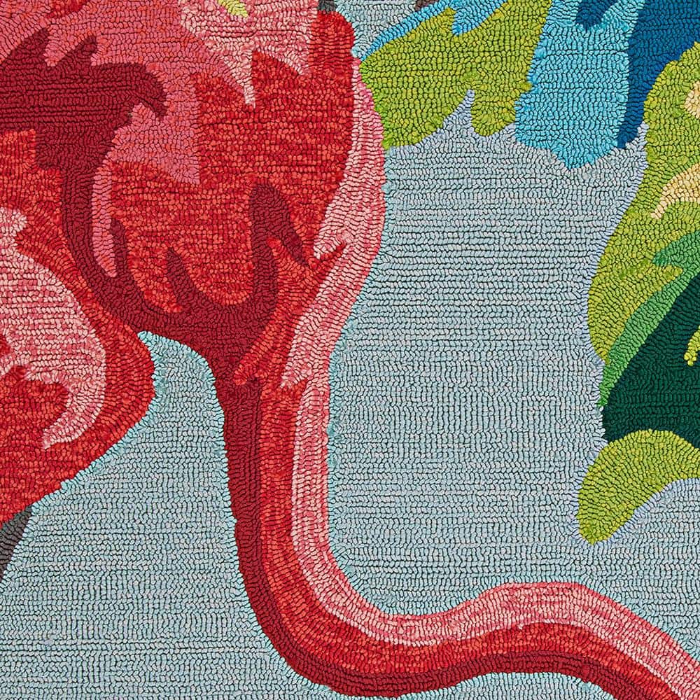 Covington Handmade Tropical Blue Rectangular Synthetic Area Rug, 3'6" x 5'6"