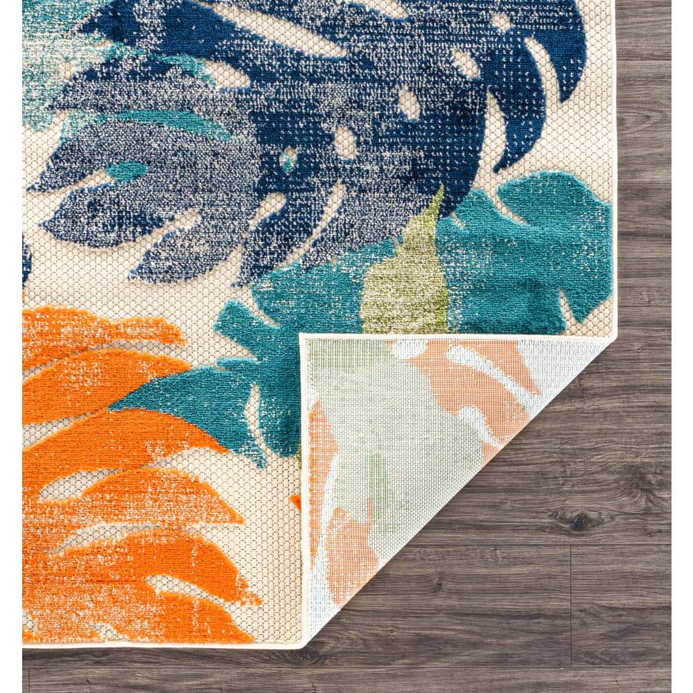 Arles Palm Floral Leaves Multi-Color Synthetic 5' x 7' Area Rug