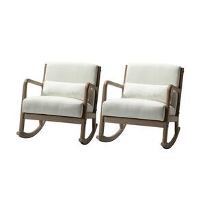 Celipe Linen Rocking Chair with Lumbar Pillow (Set of 2)