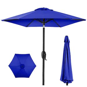 7.5 ft Heavy-Duty Outdoor Market Patio Umbrella with Push Button Tilt, Easy Crank Lift in Resort Blue