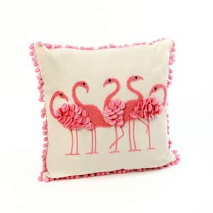 16 in. L Fabric Flamingo Pillow