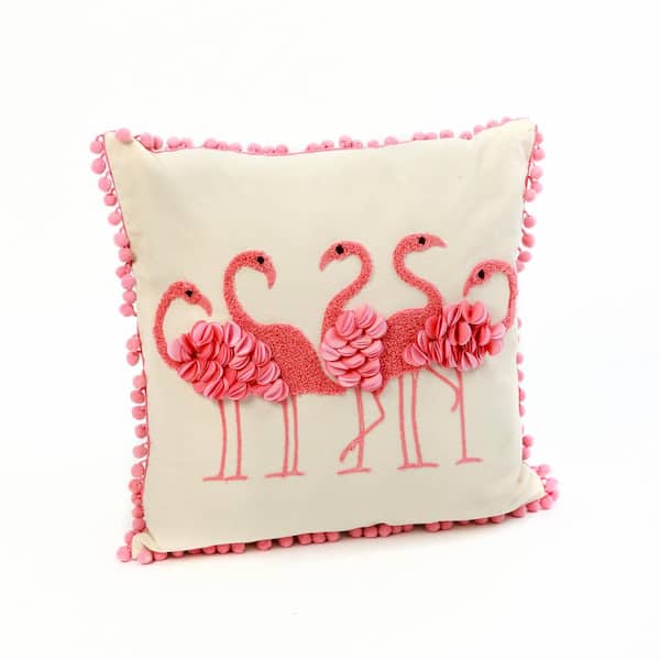 GERSON INTERNATIONAL 16 in. L Fabric Flamingo Pillow