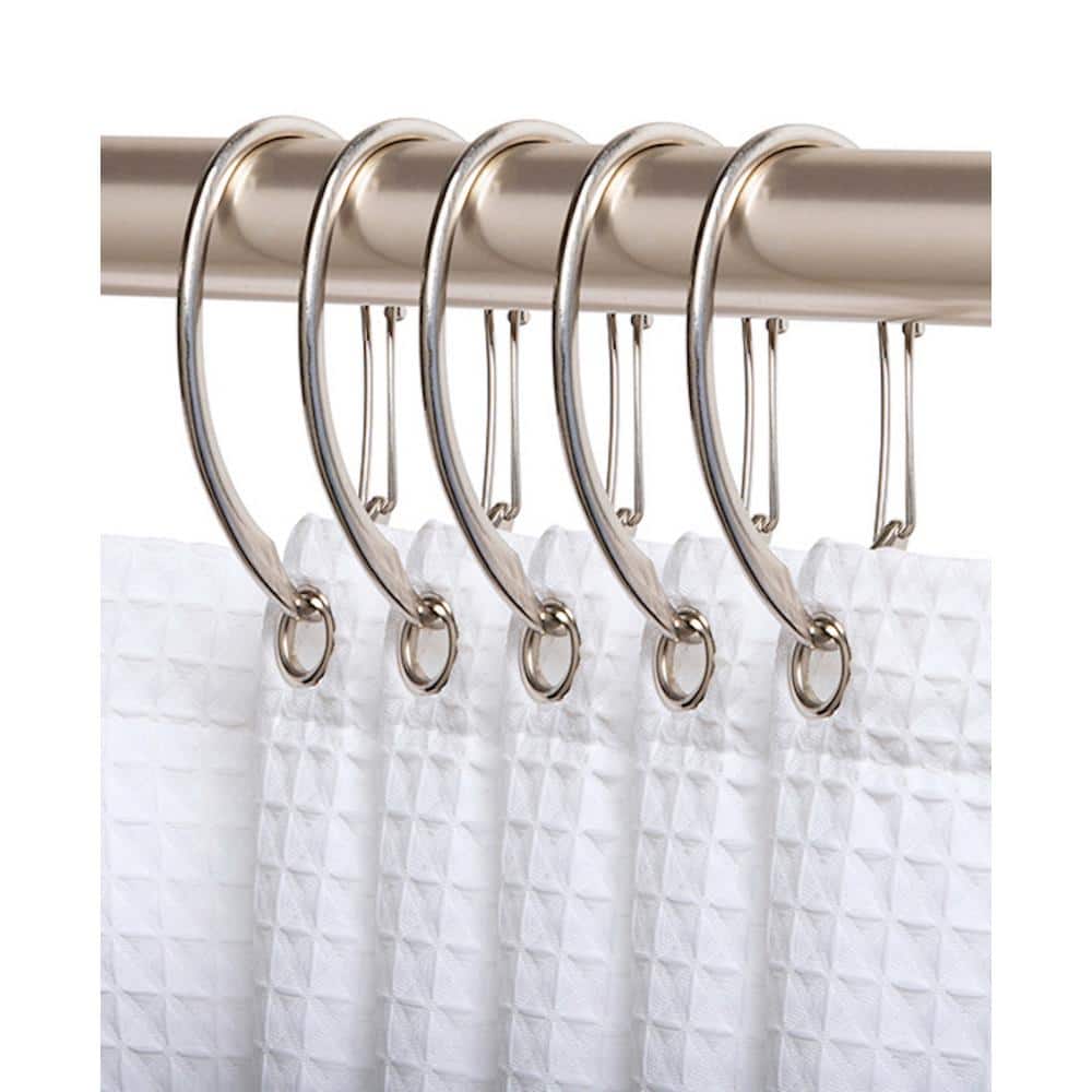 Utopia Alley HK10BN 3.1 x 1.8 in. Shower Curtain Rings for Bathroom, Brushed Nickel - Set of 12