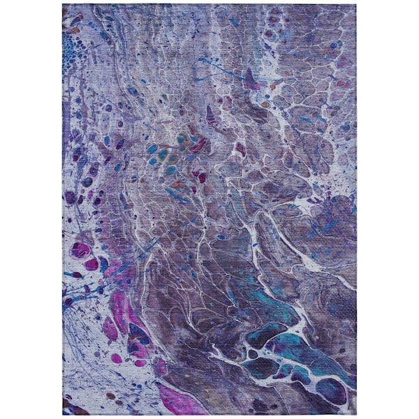 Chantille Machine Washable Indoor/Outdoor Abstract ACN2730 Plum 9 ft. x 12 ft. Area Rug