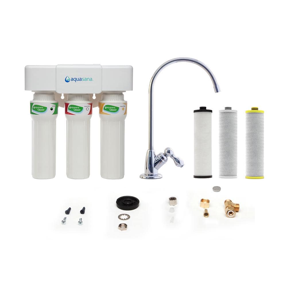 Aquasana 3-Stage Max Flow Under Sink Water Filter System with Chrome Faucet