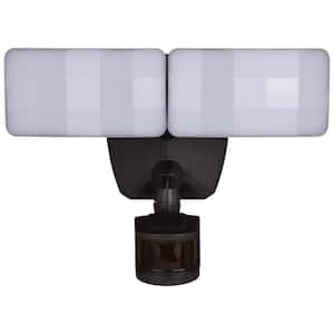 Zeta 2-Light Integrated LED Outdoor Motion Sensor Adjustable Security Flood Light Bronze