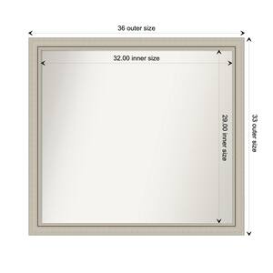 Romano Silver Narrow 35.75 in. x 32.75 in. Custom Non-Beveled Wood Framed Bathroom Vanity Wall Mirror