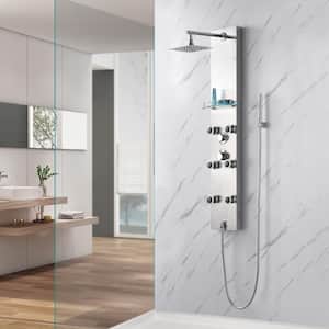 51 in. 6-Jet Full Body Shower System Panel with Adjustable Rainfall Shower Head and Hand Shower in Stainless Steel