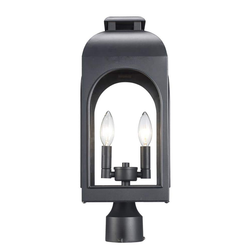 Bel Air Lighting Presence 2-Light Black Outdoor Lamp Post Light Fixture with Clear Glass