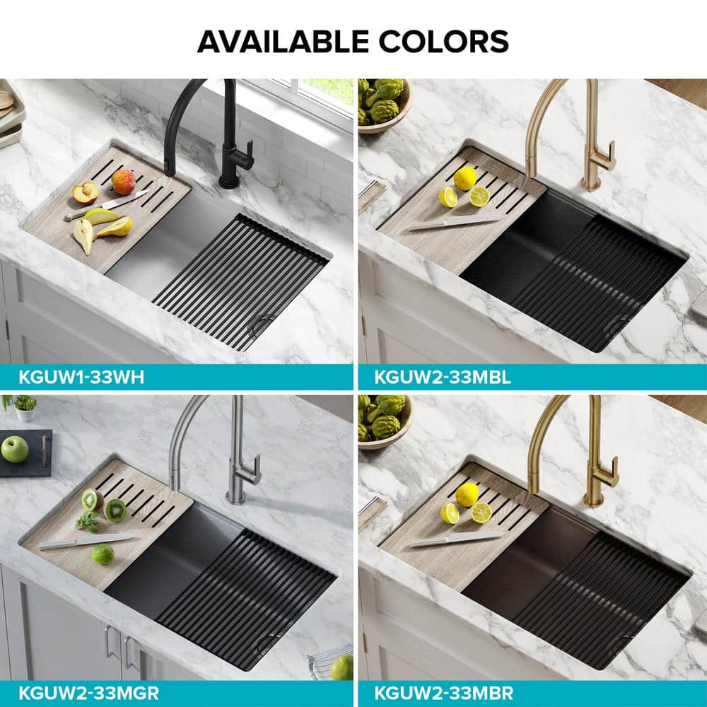 Metallic Black Quartz Composite Single Bowl Drop-in Kitchen Sink
