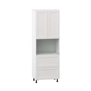 Littleton Painted 30 in. W x 89.5 in. H x 24 in. D in Gray Shaker Assembled Microwave Kitchen two 5 in. Drawer Cabinet