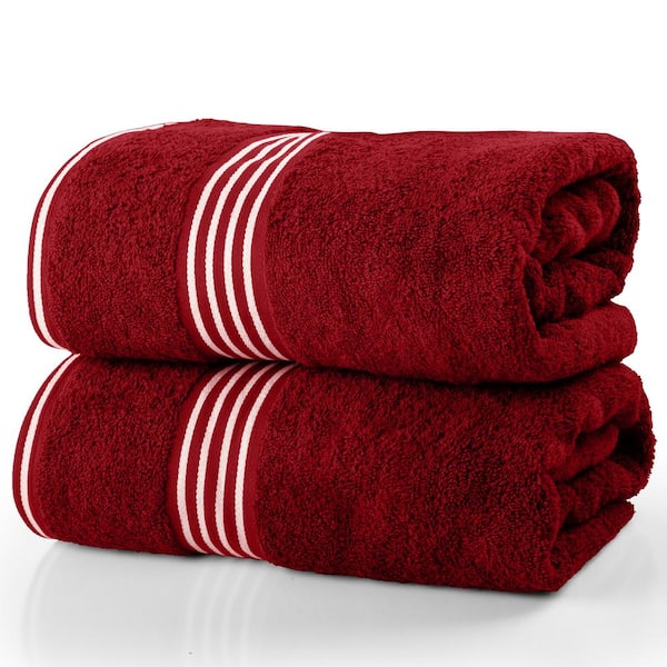 Bath Towels-2PC 500GSM 100% Cotton Towel Set-35x70in Extra Large Quick Drying Bath Towel, Burgundy
