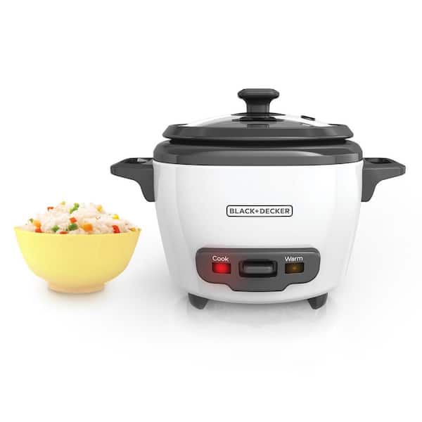 3-Cup White Rice Cooker with Steaming Basket and Non-Stick Pot