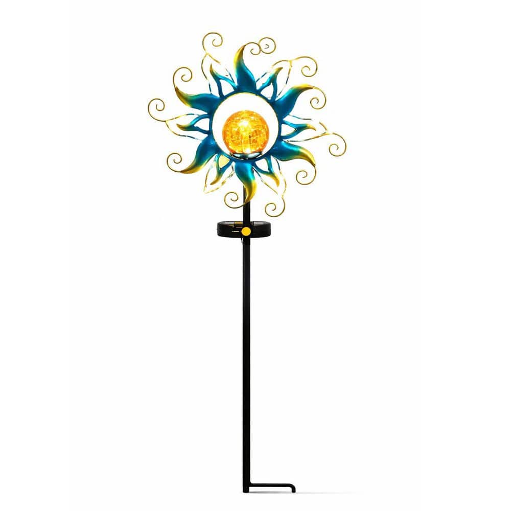 Solar Garden Torch 30 LED Sun Crackle Glass Solar Stake Lights