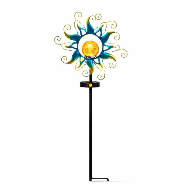Solar Garden Torch 30 LED Sun Crackle Glass Solar Stake Lights