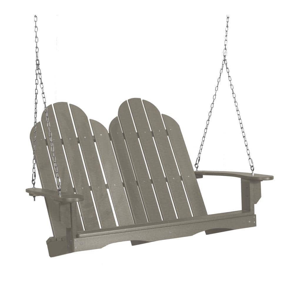 Classic Light Gray HDPE 2-Person Adirondack Porch Swing