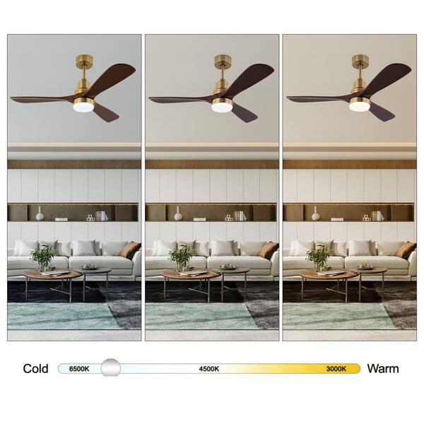 OUKANING 48 in. Indoor Dark Brown and Copper Modern Ceiling