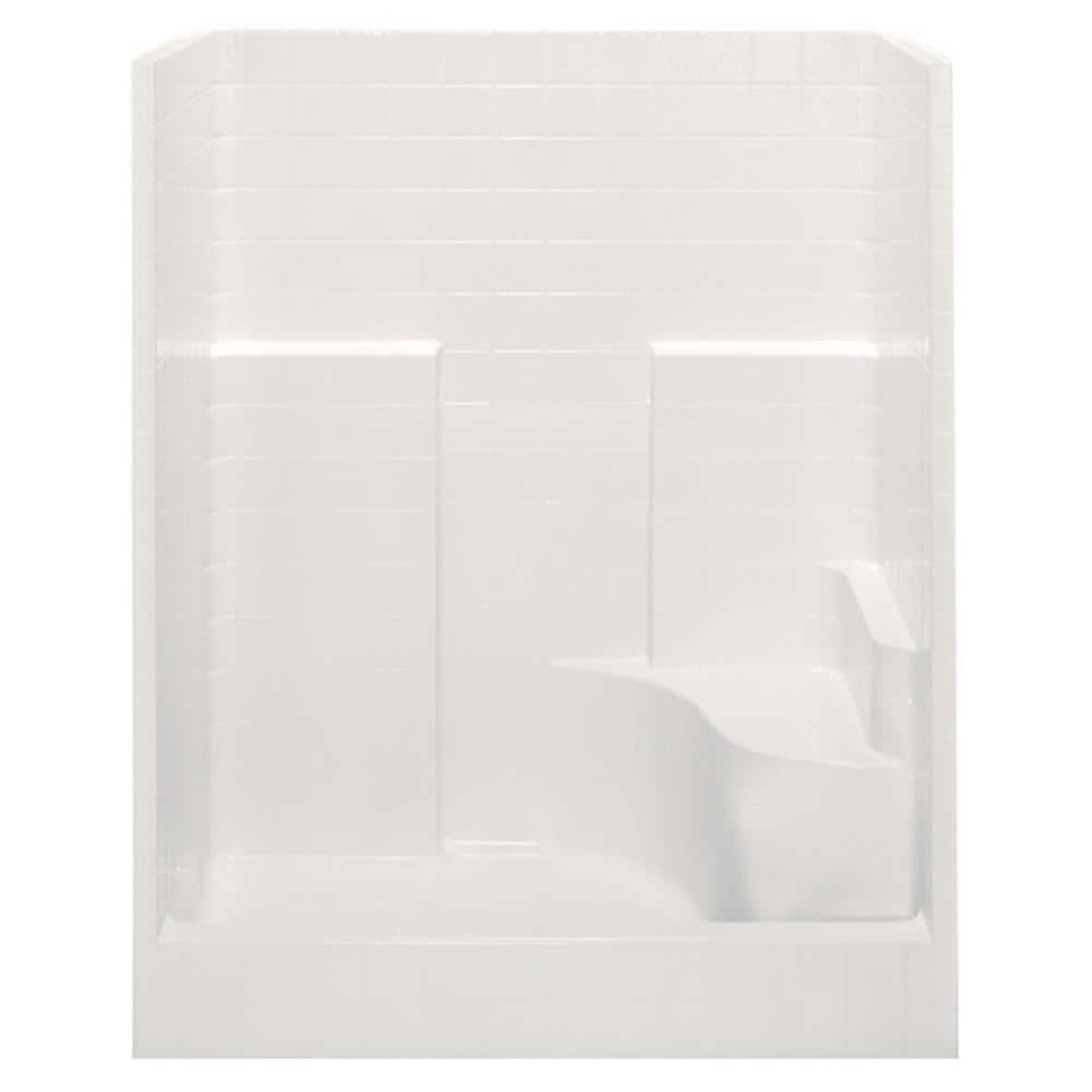 Everyday 60 in. x 35 in. x 72 in. 1-Piece Shower Stall with Right Seat and 