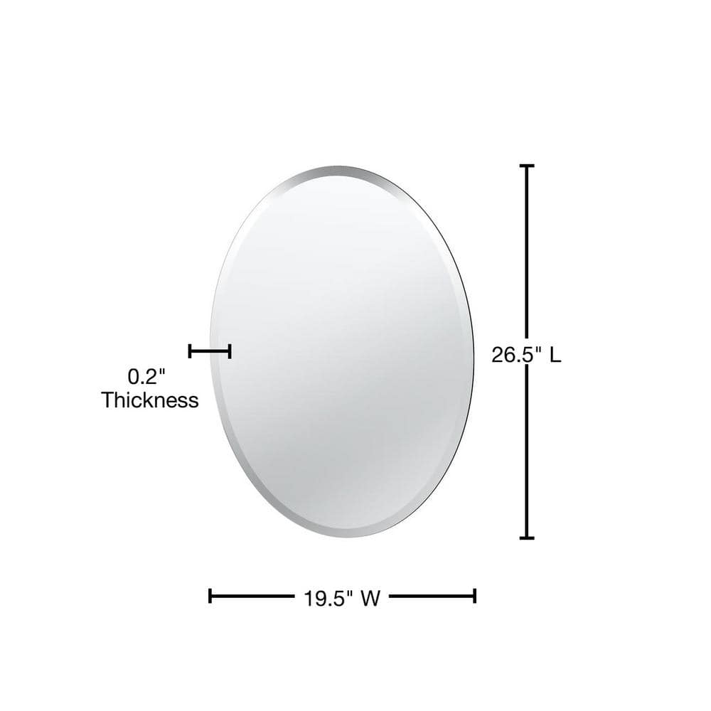 Frameless Oval 26.5" Clear Glass Bathroom Mirror